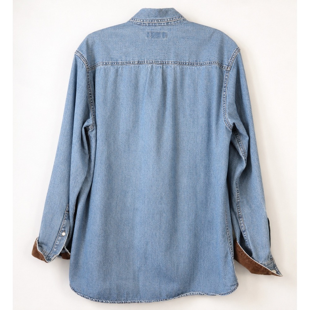Vintage 90's Denim Shirt Womens Medium Blue Rhinestone Rooster Farmcore Western - Picture 2 of 9